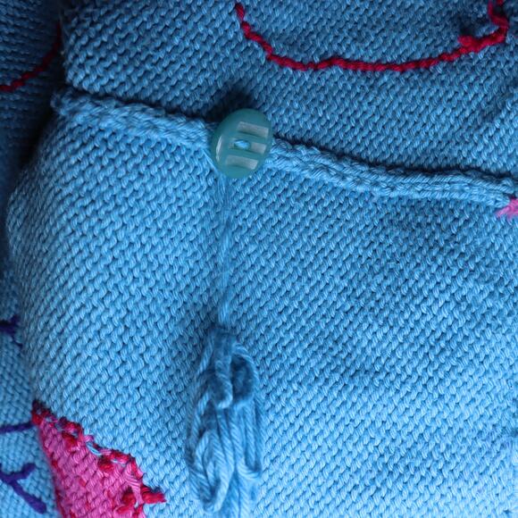 Rey Wear Hand Knit Bolivia Cardigan M Ocean Theme Cotton Sweater - Picture 4 of 4